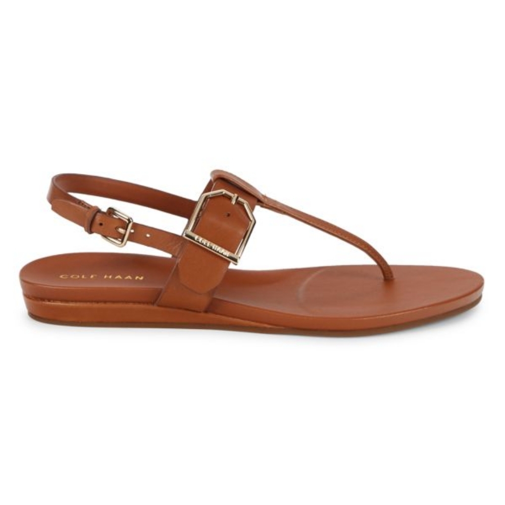 Cole Haan Women's Francie Leather Buckle Sandals In Pecan‎ Camel Brown Size 7.5